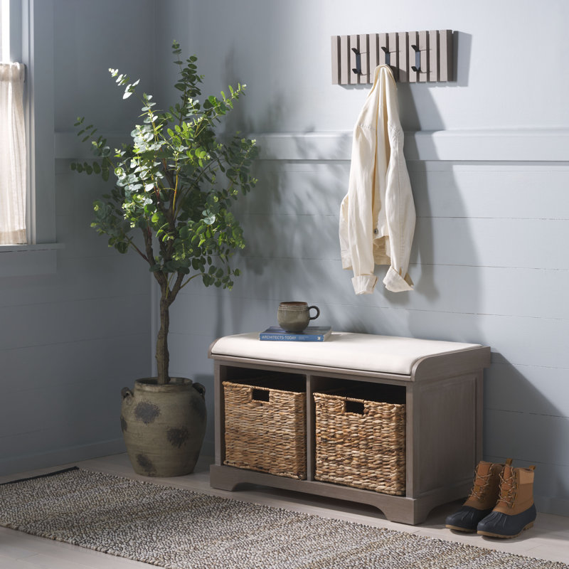 Fotina Storage Bench Combo, Distressed White