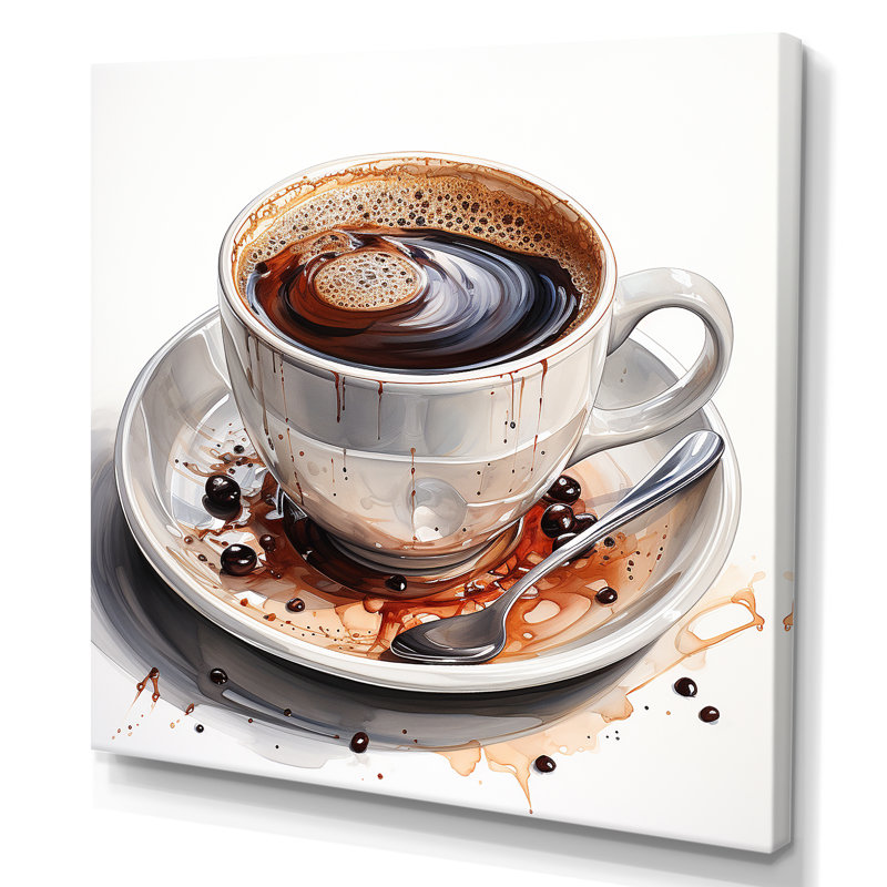 «Brown Coffee Cup Temptation II», art mural café, H 30 po x l 30 po x P 1,5 po