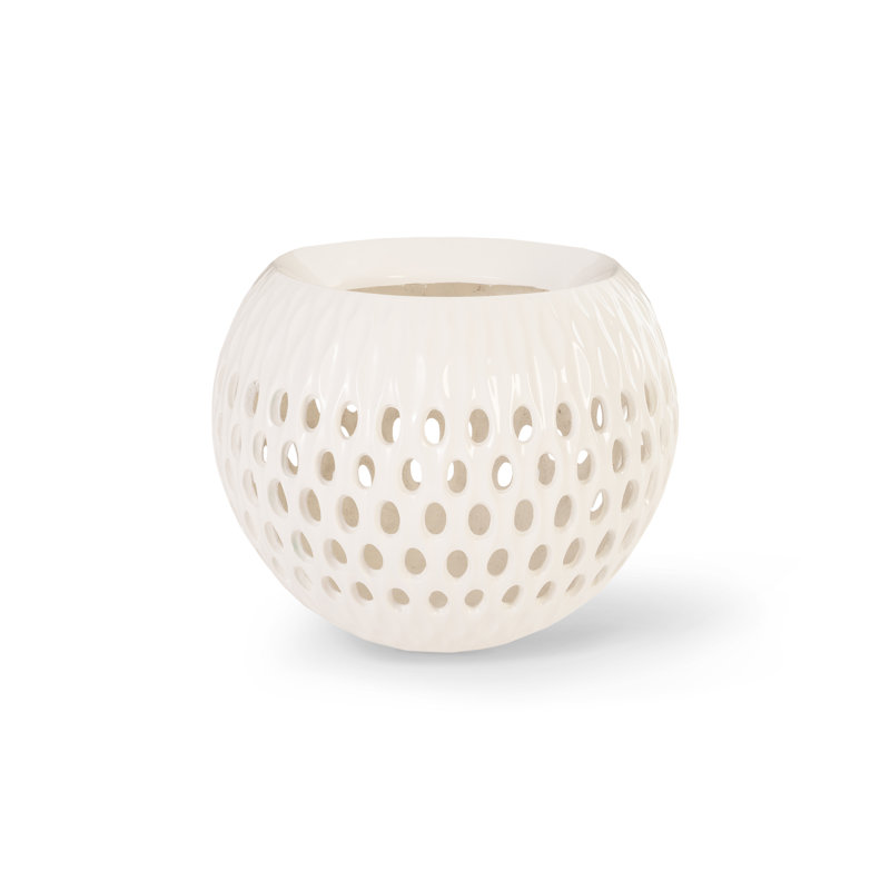 Outdoor Breathe Resin Composite Pot Planter, White