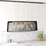 Lustre rectangulaire pour îlot de cuisine à 5 lumières avec accents en fer forgé Faison
