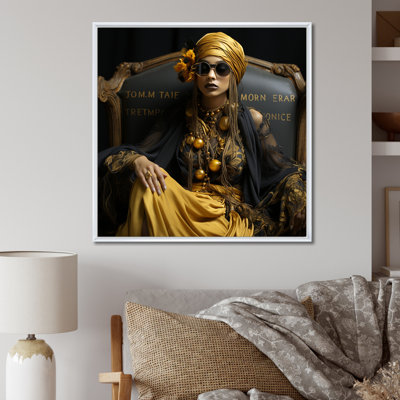 Portrait d'une femme bohémienne exquise en or sur toile