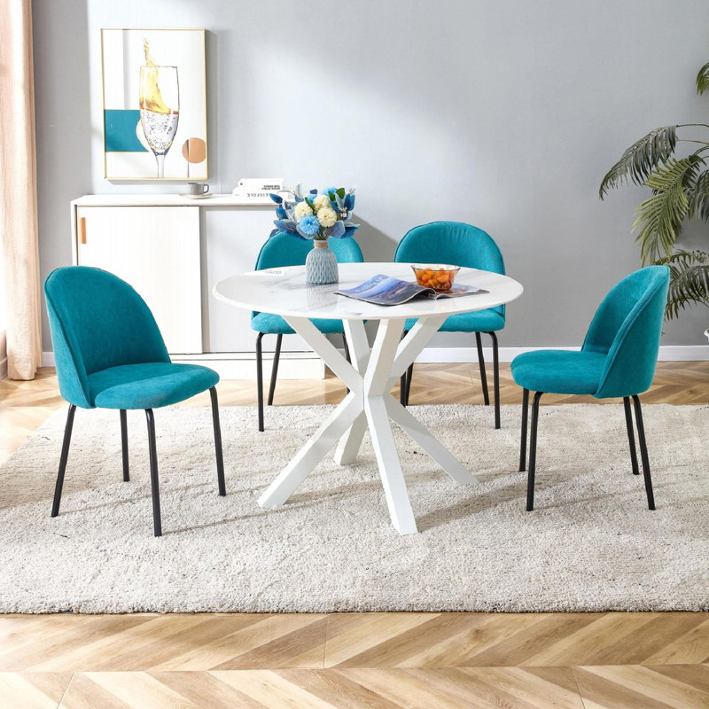 Chaise moderne Salem avec pieds en tube de fer, Bleu sarcelle