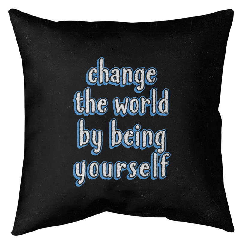Coussin de plancher change the World, H 28 po x l 28 po, Bleu