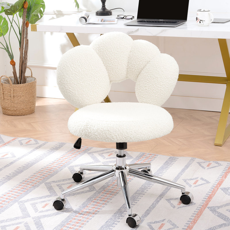 Chaise pivotante 360 avec siège pivotant en tissu et mouvement pivotant ergonomique, Blanc