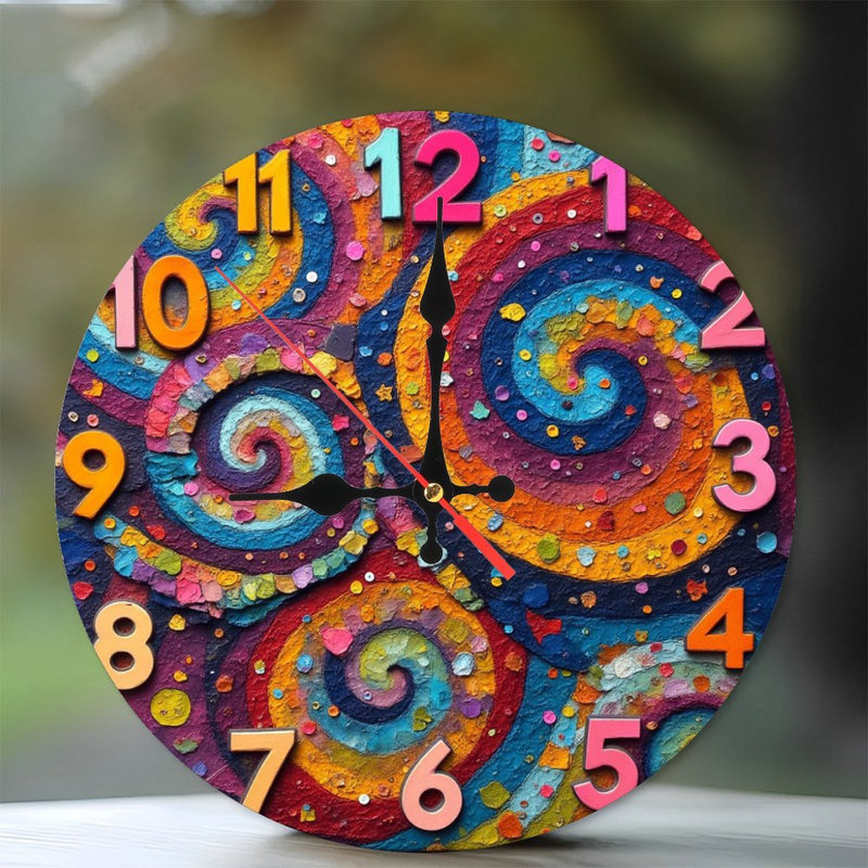 Horloge murale colorée en spirale