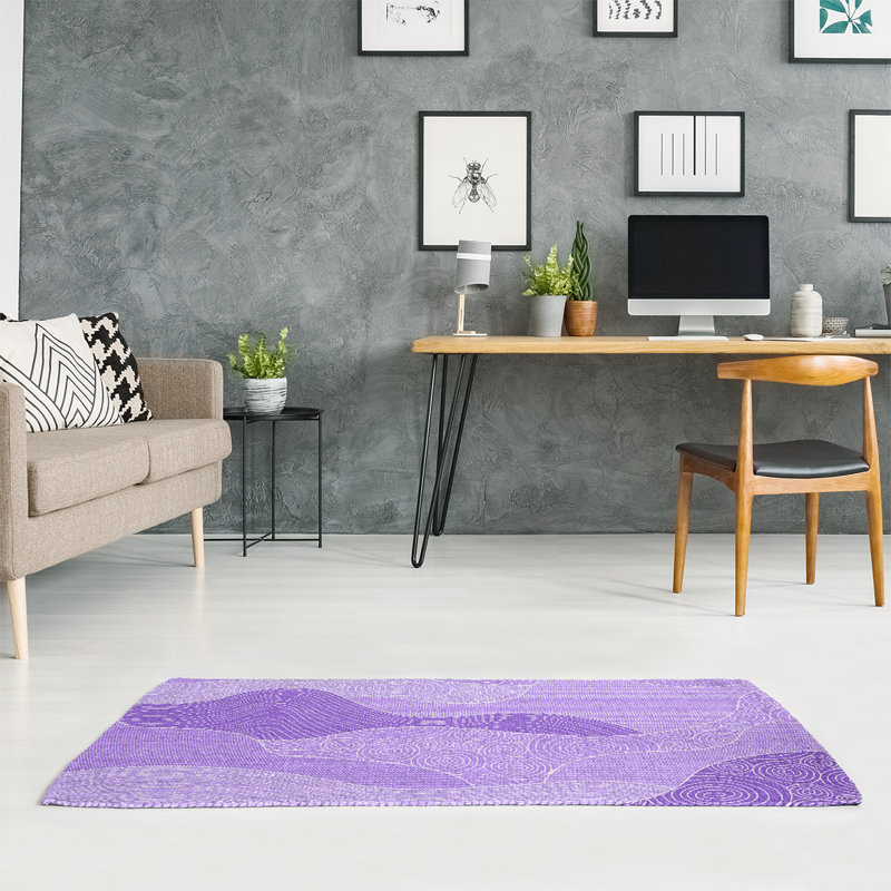 Tapis mauve à la main vagues, Rectangle 4 pi x 6 pi