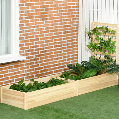 Lit de jardin surélevé en bois de 43 pouces avec treillis, adapté aux plantes d'extérieur, aux légumes, aux fleurs, aux herbes, à la méthode d'assemblage sans effort, au processus d'ombrage naturel, à la coloration