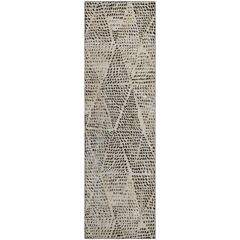 Tapis beige Cerrito AMF591 lavable à la machine de qualité supérieure, Tapis de couloir 2 pi 3 po x 7 pi 6 po