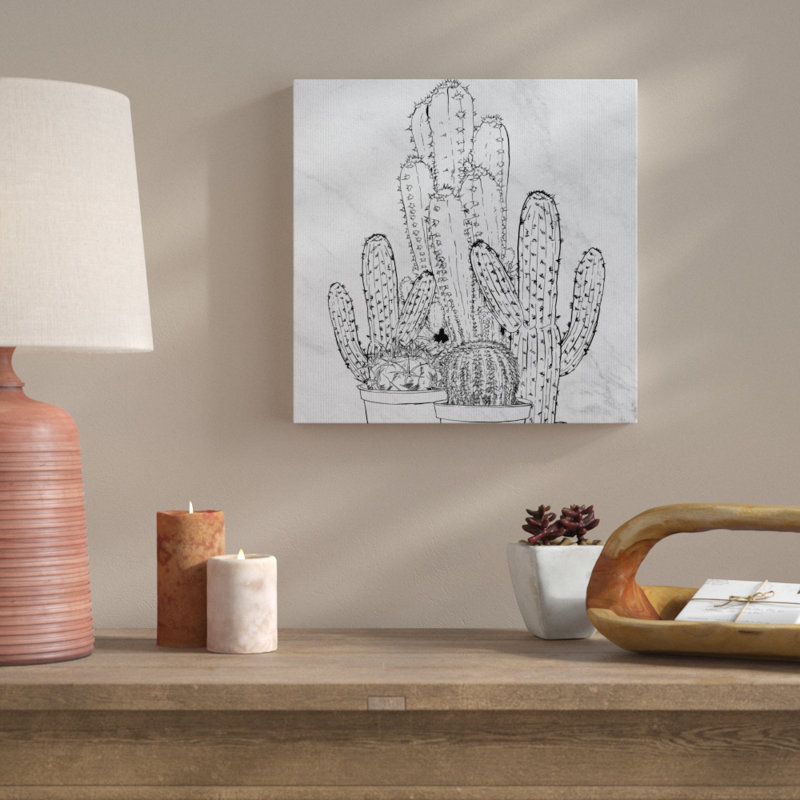 « cactus linework » par oliver gal, reproduction d’art sur toile, H 12 po x l 12 po x P 1,5 po