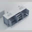 Ensemble de meuble-lavabo double avec comptoir en quartz blanc et robinet-110822062