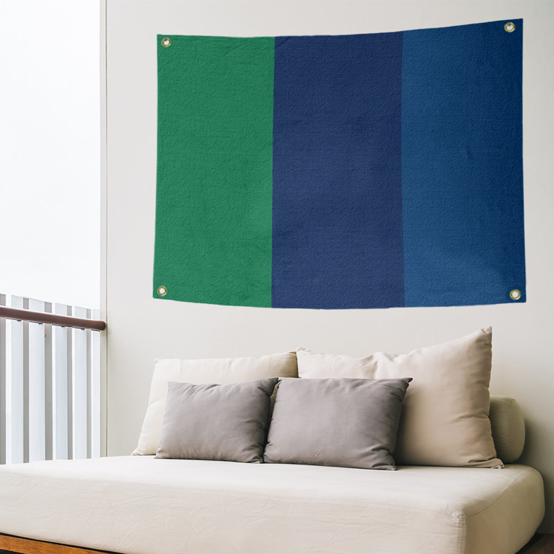 Vancouver Polyester Tapestry, 50" H x 59" W x 1" D, Green/Blue/Dark Blue