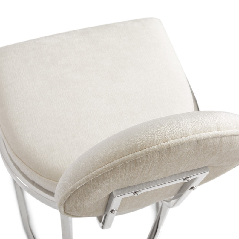 Tabouret de comptoir 25 po Jacqueline, Argent, Mélange de polyester - ivoire