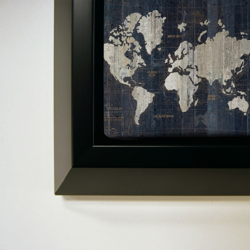 «Old World Map Blue 2» par Wild Apple Portfolio - impression sur toile, H 34 po x l 34 po, Noir