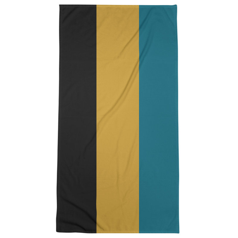 Jacksonville Throwback Football Stripes , Gold/Black/Teal, Microfiber / Polyester, Beach Towel