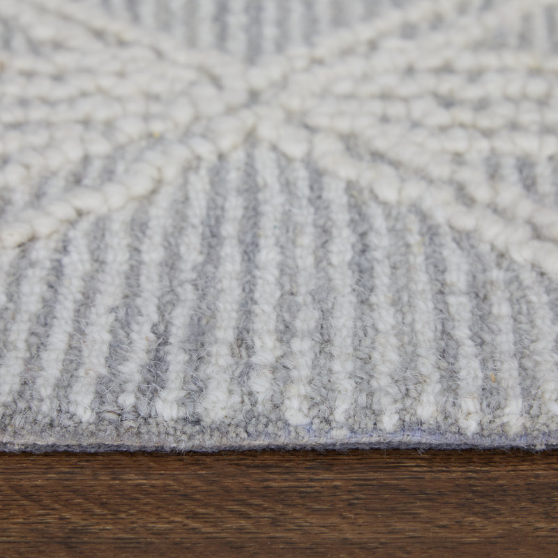 Corwin Hand Knotted Wool Geometric Area Rug in Gray, Rectangle 3'6" x 5'6"