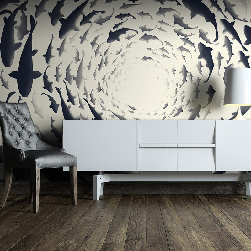 Murale Amyrion, L 6,83 pi x l 9,83 pi, Gris / blanc