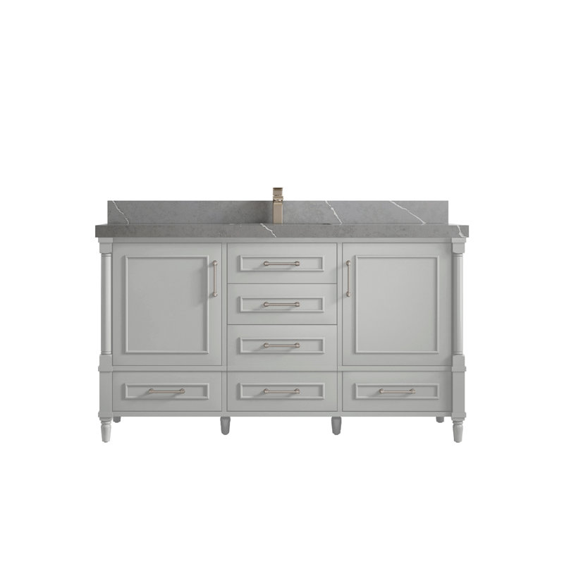 Ensemble de meuble-lavabo simple 60 po Aberdeen, Gris Piatra