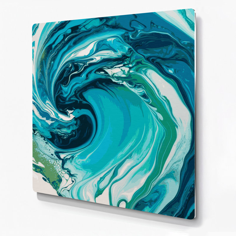 Abstrait art fluide en métal vert 75