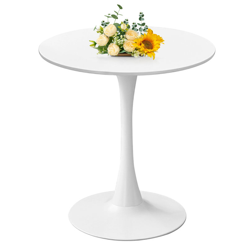 Table de salle à manger ronde,   Chêne, H 29,1 po x L 23,6 po x l 23,6 po, Blanc