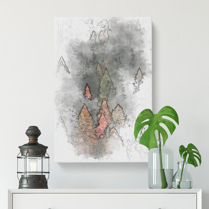 Pointed Trees - Wrapped Canvas Drawing - Wrapped Canvas, 91cm H x 60cm W x 3cm D