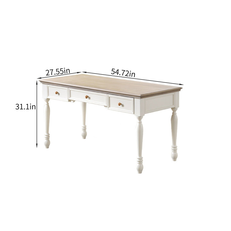 Simple White Rectangular Solid Wood Writing Desk