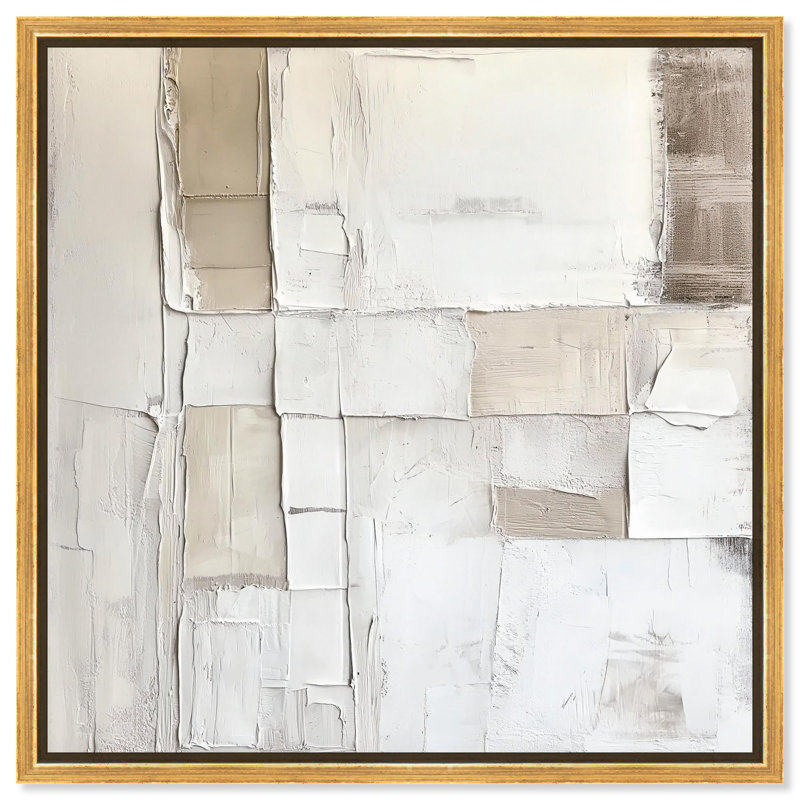 Abstrait minimaliste sur toile Decayed Charm par Art Remedy, Cadre flottant doré, H 21 po x l 21 po x P 1,8 po