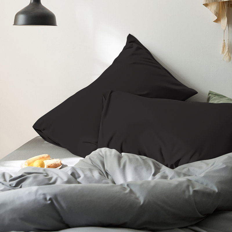 Bed Pillowcases, 1800 Brushed Microfiber Queen Pillow Cases with Envelope Closure - 20x30 Inches - NTBAY, Black