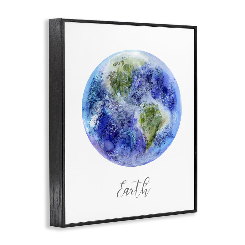 «Dappled Watercolor Earth», estampe numérique, conception de Brett Blumenthal, H 20 po x l 16 po, Giclée encadrée noir minuit
