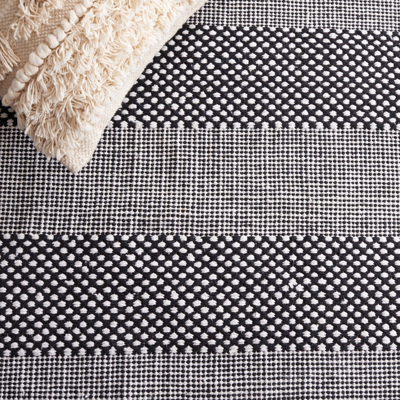 Striped Kilim Flat Weave Cotton Striped Rug, Rectangle 3' x 5'