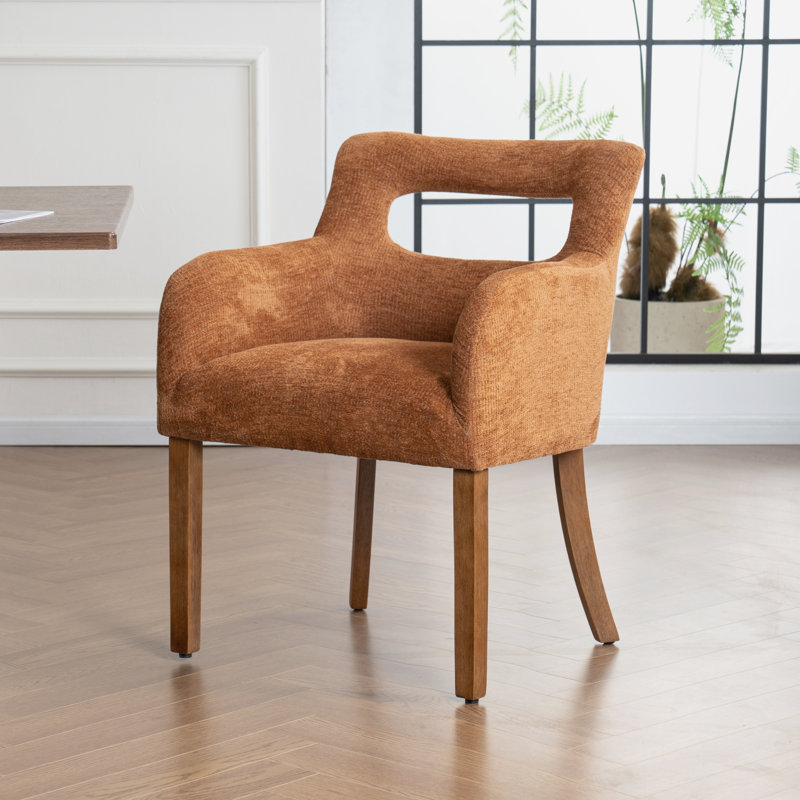 Chaise de salle à manger rembourrée avec accoudoirs, Orange