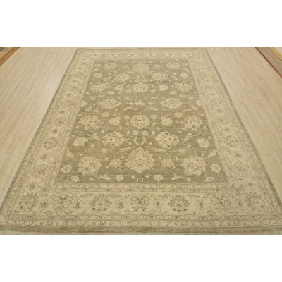 Tapis bleu en laine noué à la main de conception unique 8 pi 2 po x 10 pi