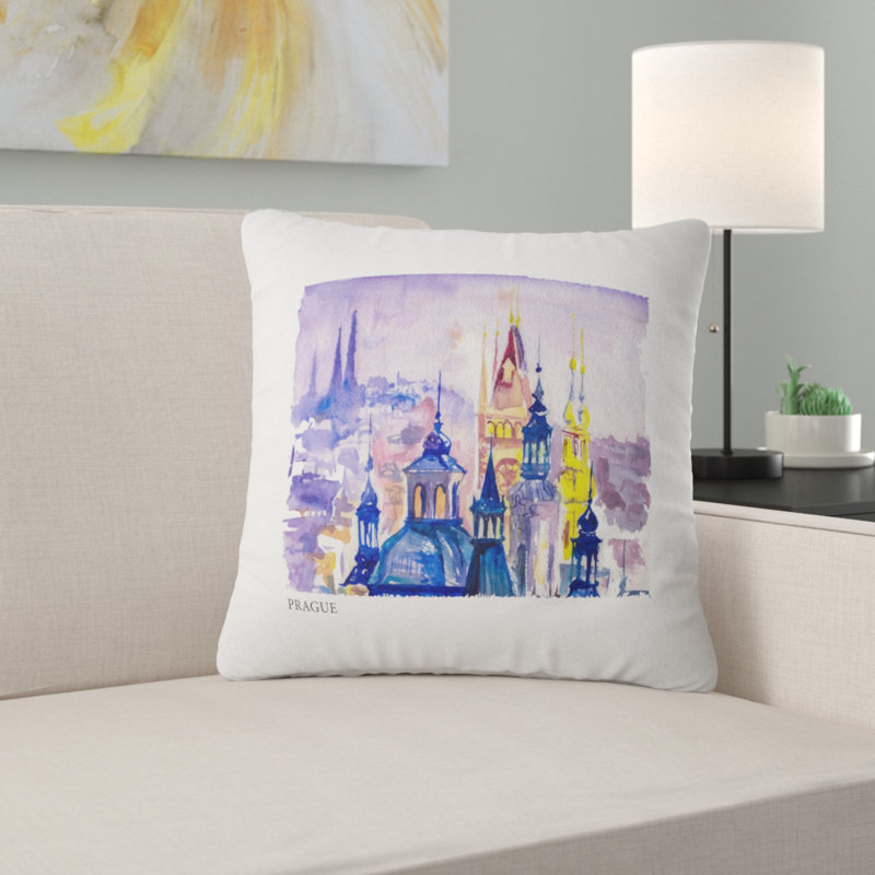 Coussin Cityscape Prague, 16 po x 1 po, Carré