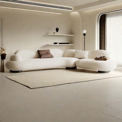 Wabi-Sabi Style Sofa Shaped Fabric Minimalist Sofa Upholstered Sectional