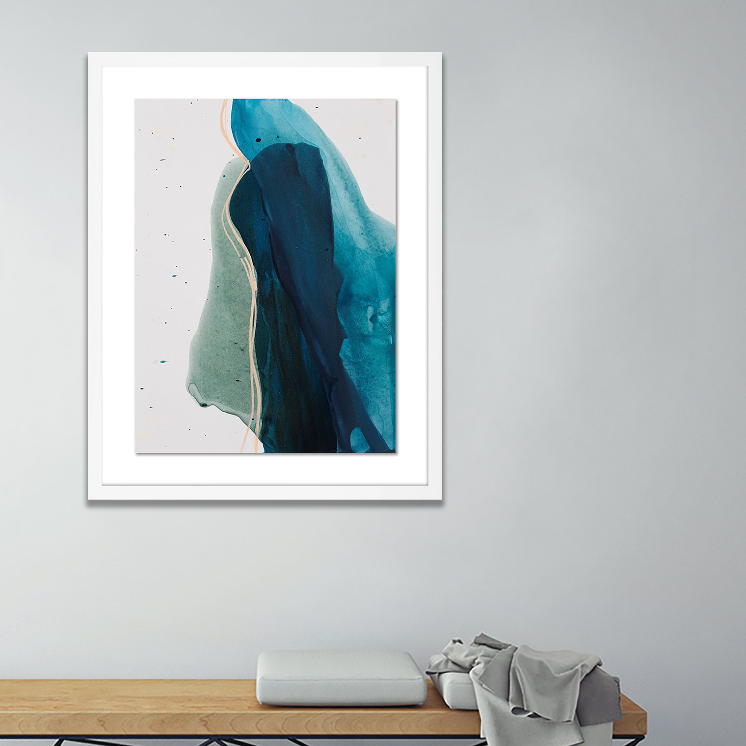 Kim Whiteside "Intelligence" Print, 48" H x 38" W x 2.5" D, White