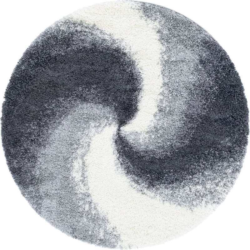 Tapis abstrait kaki , Rond 4 pi 1 po, Grey/Beige