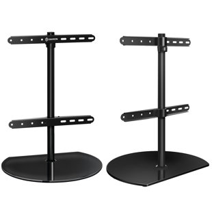 Tabletop TV Stand Mount for 32 - 65 Inch TV up to 77 lbs, Height Adjustable Tempered Glass Pedestal