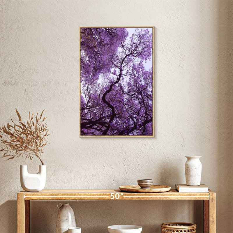Under Jacaranda Tree, 21" x 31", Floating Frame Natural Wood