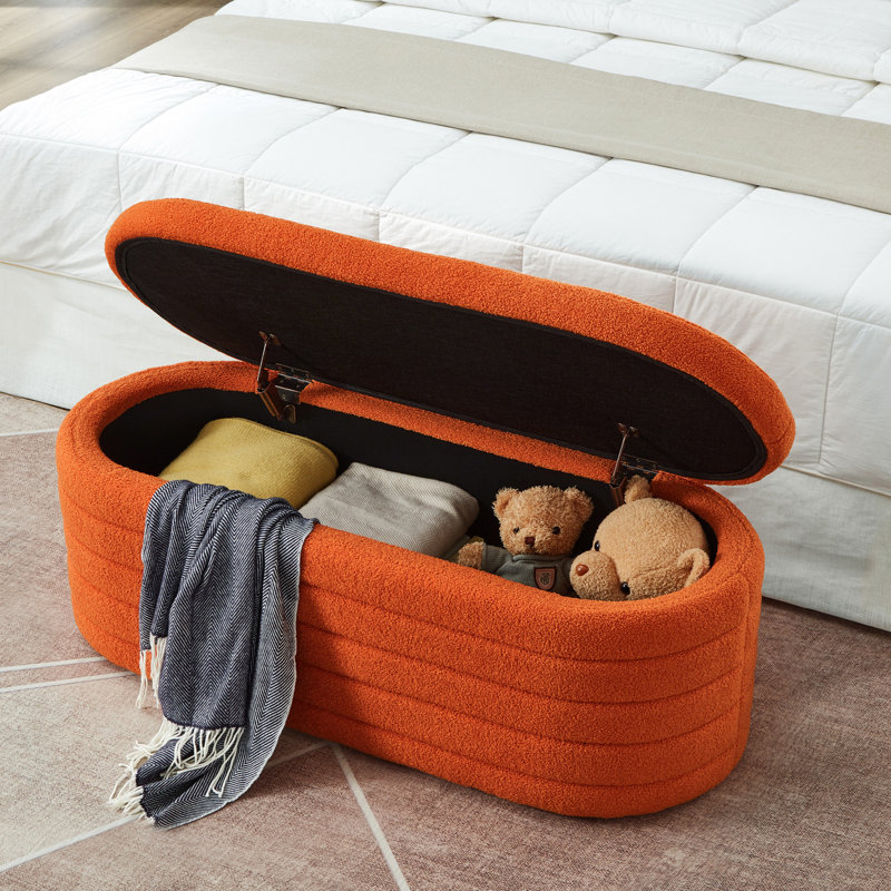 Oval Storage In Orange - Fits Well Bedroom, Living Room, And Entryway Comfortable Ideal For Lounging Any Area, Orange