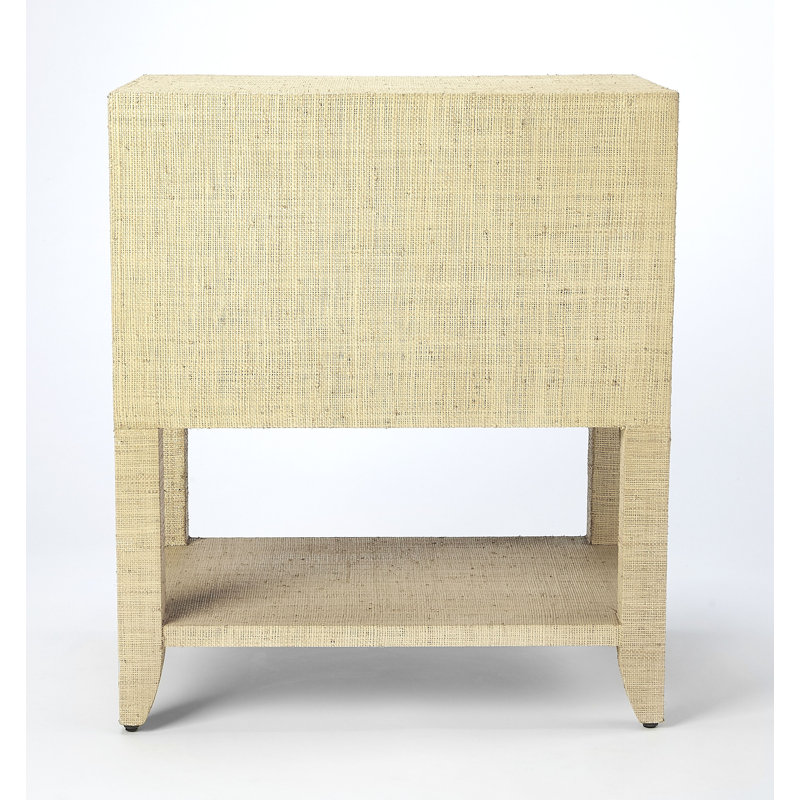 Amelle Raffia 2-Drawer Nightstand, Cream