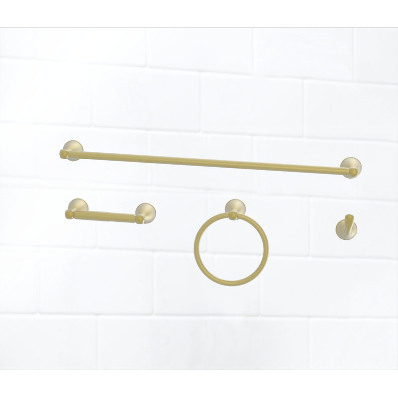 4 - Piece Bathroom Hardware Set, Matte Gold