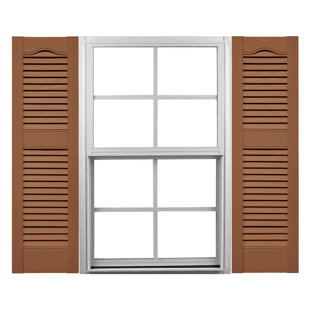 Mid-America Vinyl, Standard Size Cathedral Top Center Mullion, Open Louver Shutter, w/Installation Shutter-Lok's & Matching Screws (Per Pair)