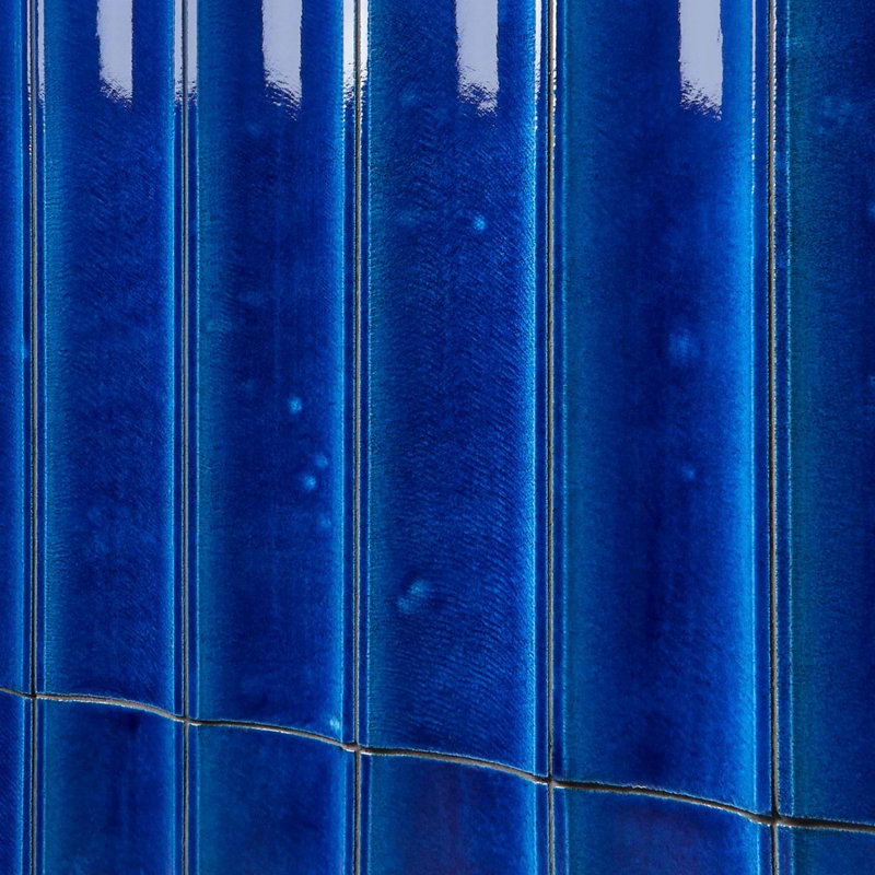 Lava Art Fluted Adriatic Blue 6x36 3D Glossy Lava Stone Tile, Adriatic Blue
