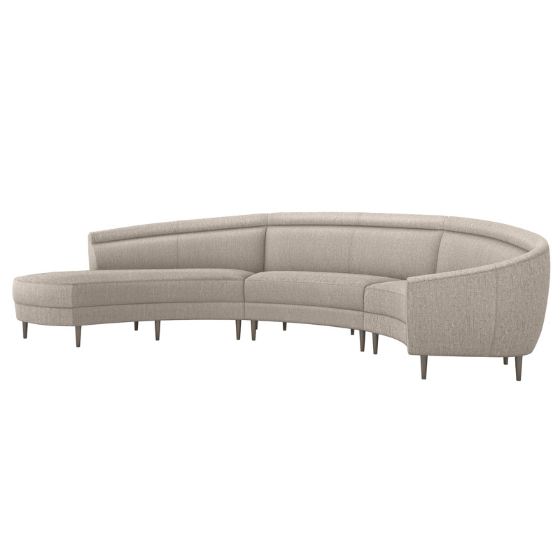 Capri Upholstered Curved Sectional, Left Hand Facing, Walnut, Bungalow Chenille