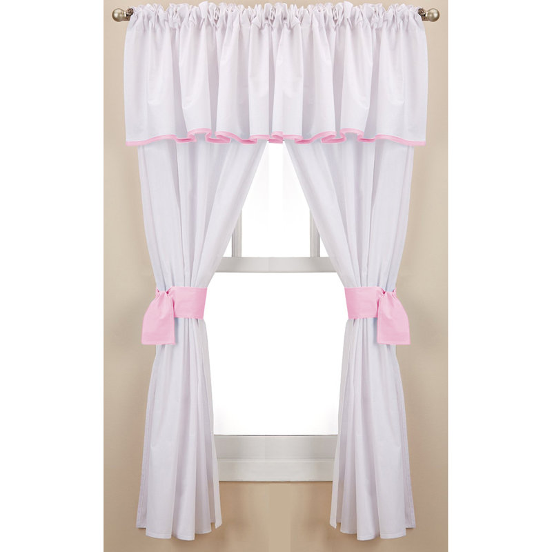 Paire de rideaux transparents avec passe-tringle Vilray, Blanc/rose
