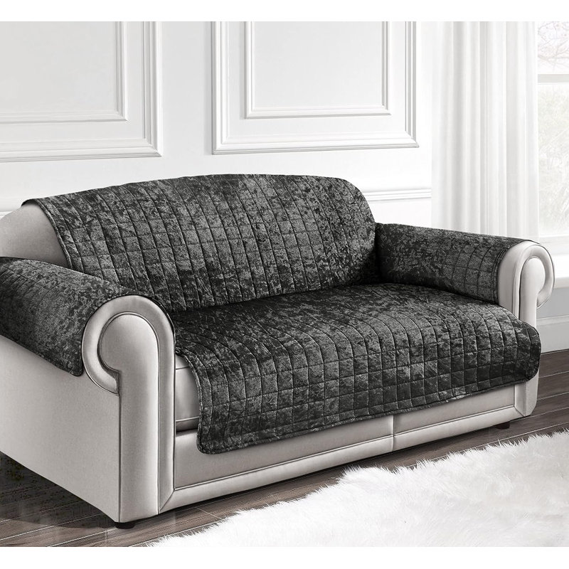 Oliverson Box Cushion Sofa Slipcover, Charcoal