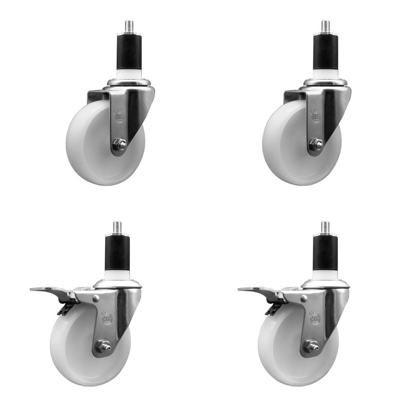 Ensemble de roulettes extensibles pivotantes en nylon de 1-1 / 2 po avec 2 freins à verrouillage total