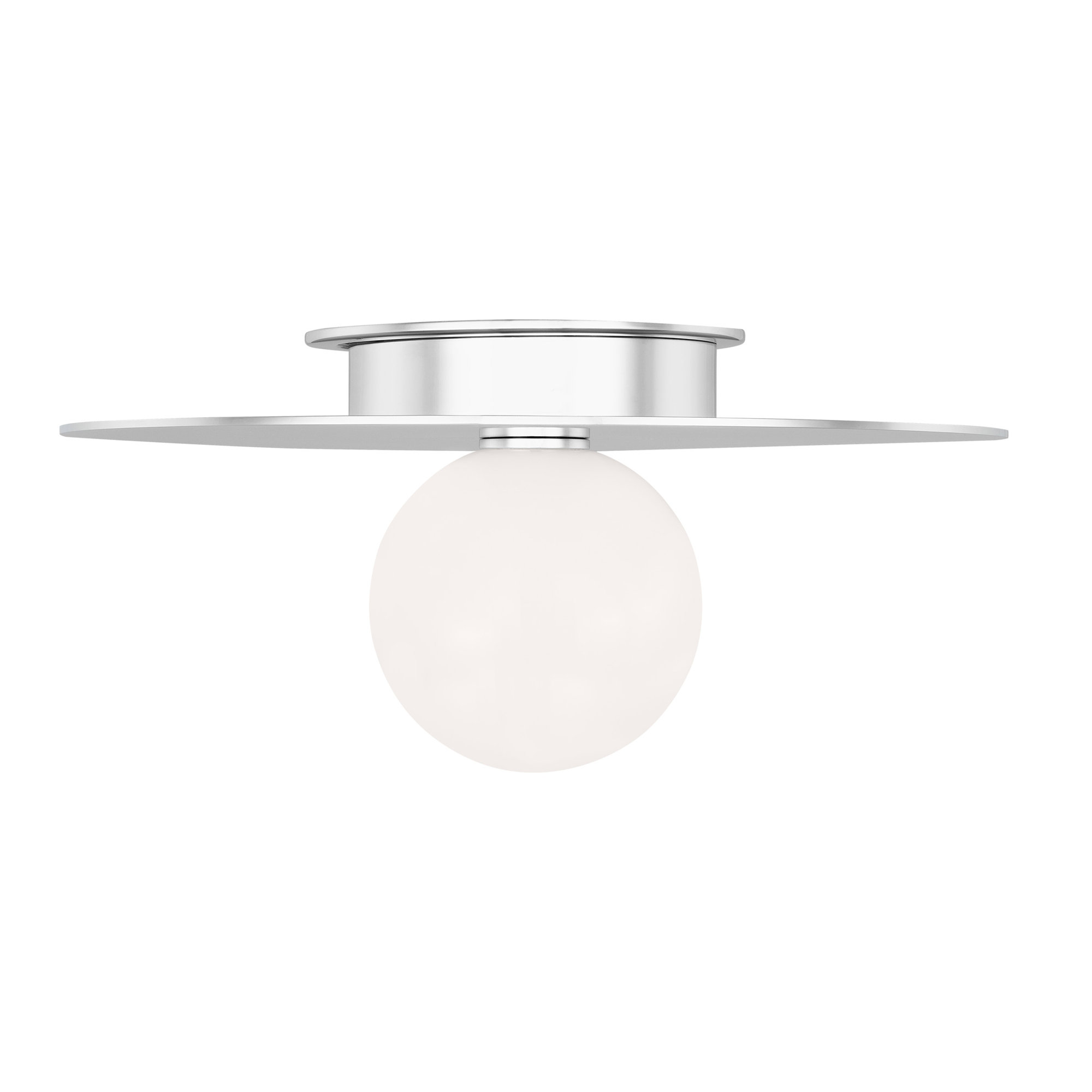 Single Light Glass Flush Mount, Polished Nickel