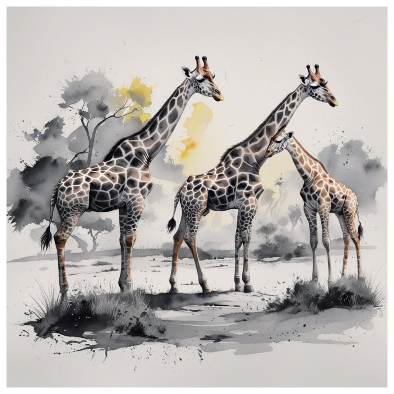 Tapis de bain aquarelle Girafe Family, L 34 po x L 21 po