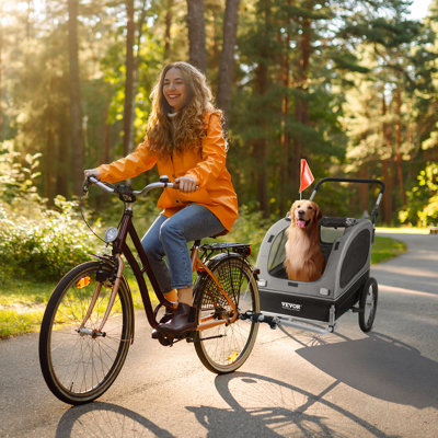 Dog Bike Trailer, Supports up to 88 lbs, 2-in-1 Pet Stroller Cart Bicycle Carrier