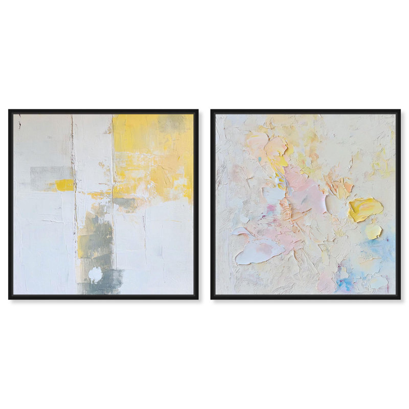 Sunshine Ruins Set Canvas Set of 2 Abstract Art Sets by , Cadre flottant noir, H 12 po x l 12 po